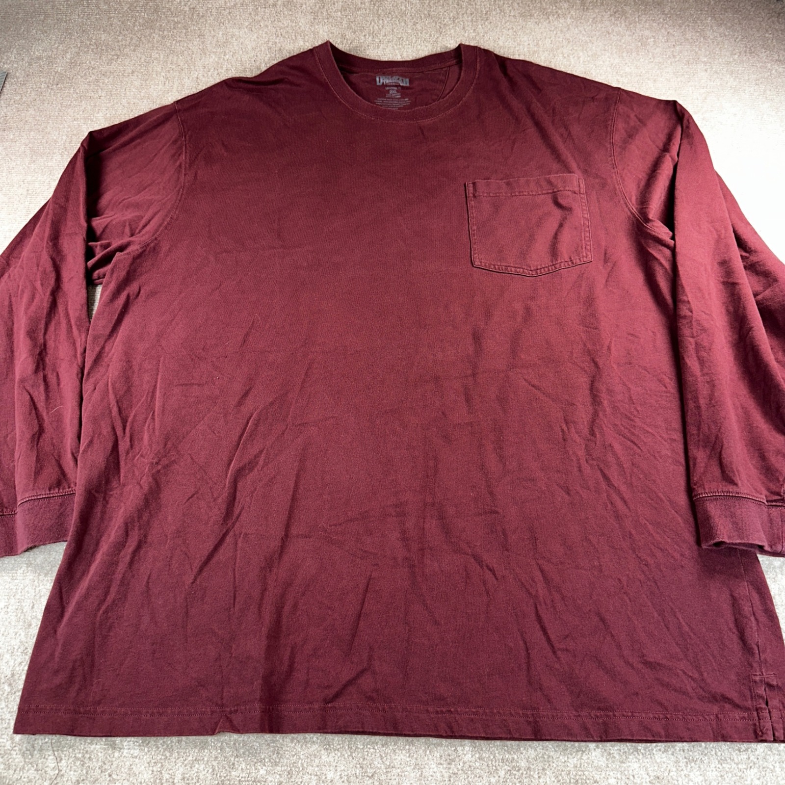 Duluth Trading Co Longtail T Shirt Mens 2xl Burgundy Maroon Cotton Pocket Tee
